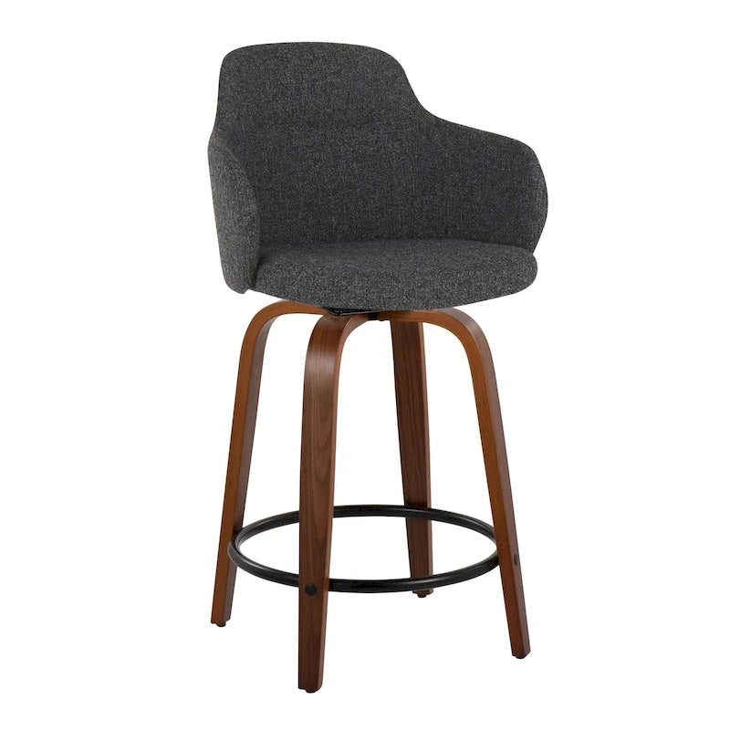 Tabouret de comptoir Iglabo de 24 po à hauteur fixe avec pieds en bois courbé – Lot de 2