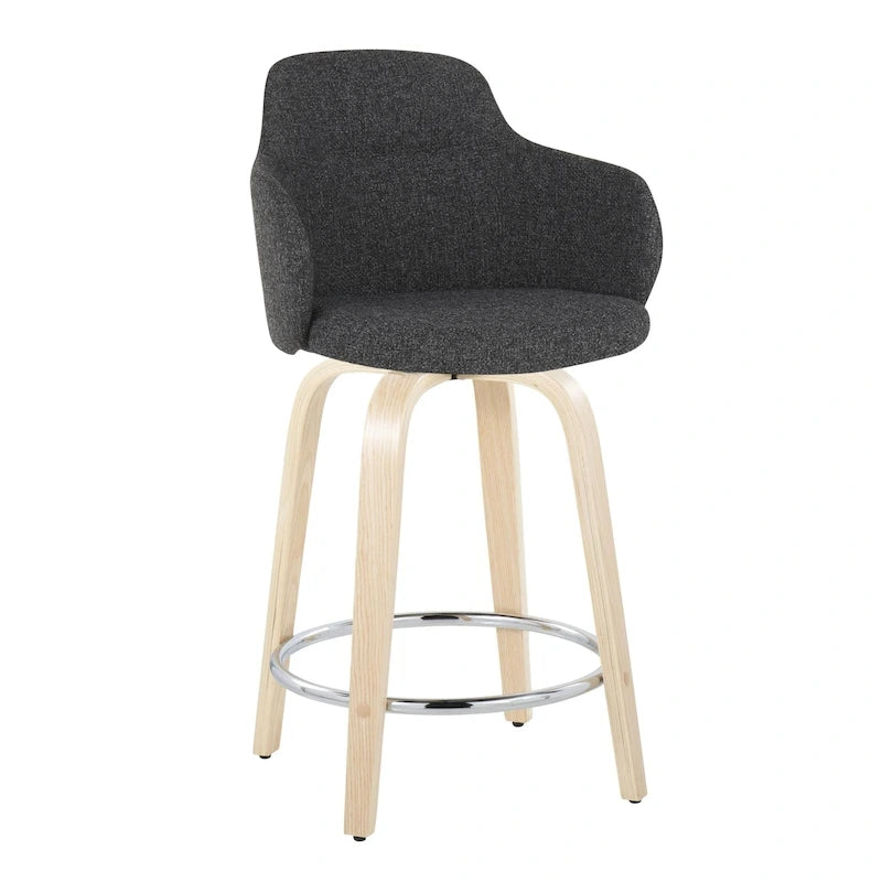 Tabouret de comptoir Iglabo de 24 po à hauteur fixe avec pieds en bois courbé – Lot de 2