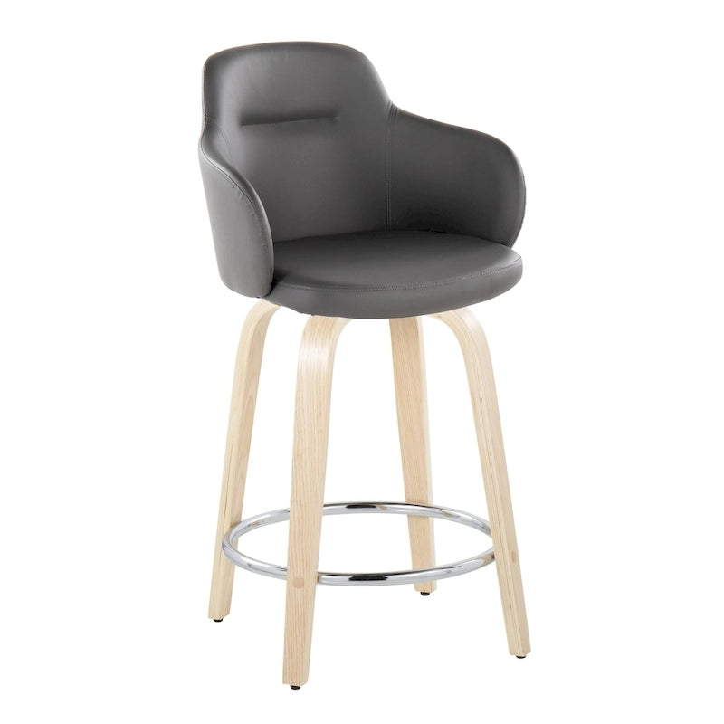 Tabouret de comptoir Iglabo de 24 po à hauteur fixe avec pieds en bois courbé – Lot de 2