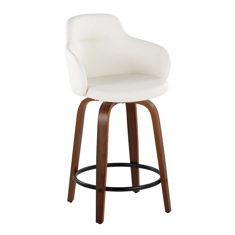 Tabouret de comptoir Iglabo de 24 po à hauteur fixe avec pieds en bois courbé – Lot de 2