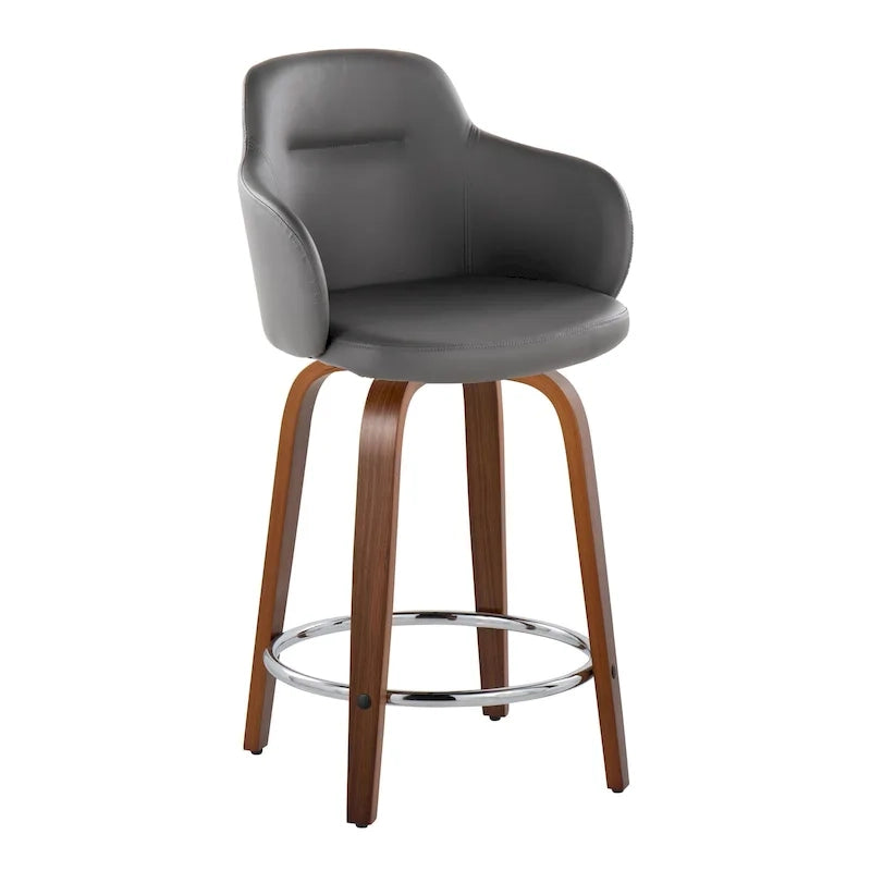 Tabouret de comptoir Iglabo de 24 po à hauteur fixe avec pieds en bois courbé – Lot de 2