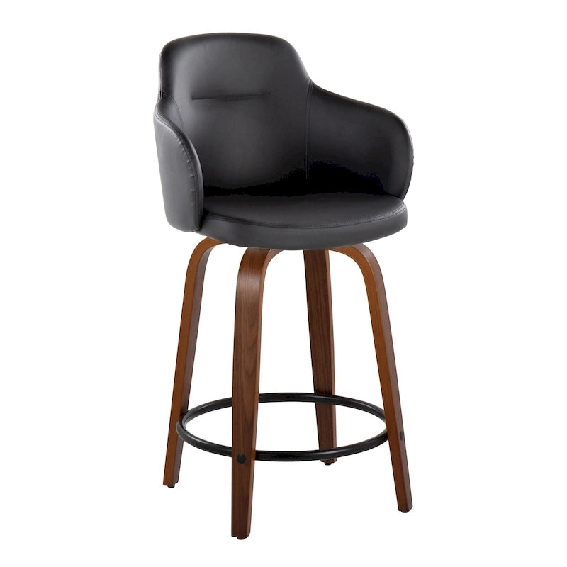 Tabouret de comptoir Iglabo de 24 po à hauteur fixe avec pieds en bois courbé – Lot de 2