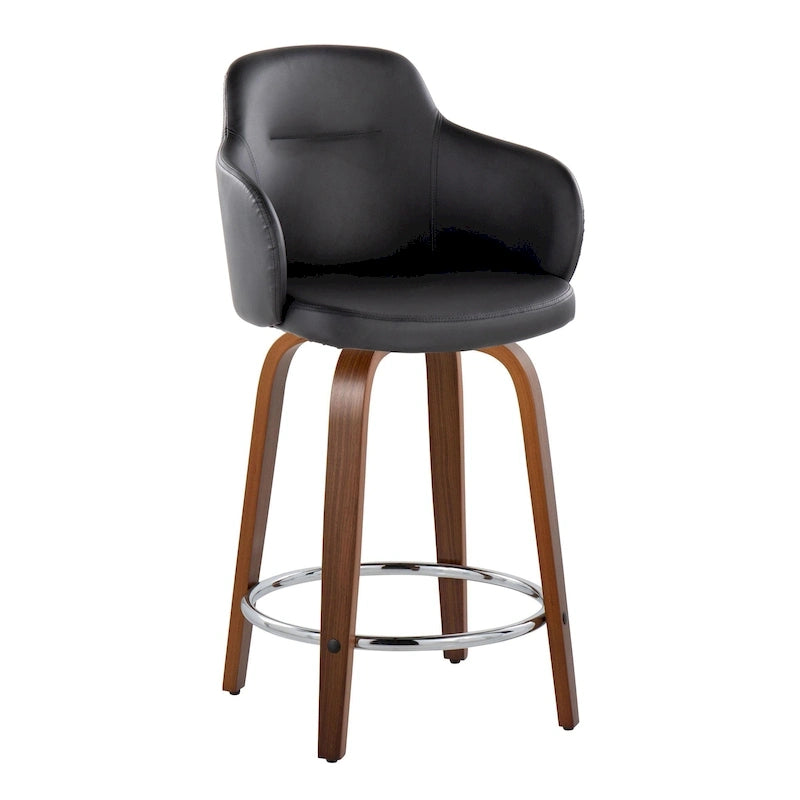 Tabouret de comptoir Iglabo de 24 po à hauteur fixe avec pieds en bois courbé – Lot de 2