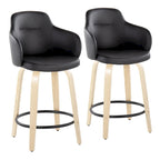 Tabouret de comptoir Iglabo de 24 po à hauteur fixe avec pieds en bois courbé – Lot de 2