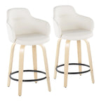 Tabouret de comptoir Iglabo de 24 po à hauteur fixe avec pieds en bois courbé – Lot de 2
