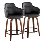 Tabouret de comptoir Iglabo de 24 po à hauteur fixe avec pieds en bois courbé – Lot de 2