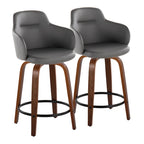 Tabouret de comptoir Iglabo de 24 po à hauteur fixe avec pieds en bois courbé – Lot de 2