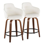 Tabouret de comptoir Iglabo de 24 po à hauteur fixe avec pieds en bois courbé – Lot de 2