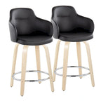 Tabouret de comptoir Iglabo de 24 po à hauteur fixe avec pieds en bois courbé – Lot de 2