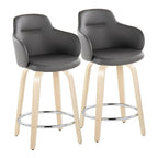 Tabouret de comptoir Iglabo de 24 po à hauteur fixe avec pieds en bois courbé – Lot de 2