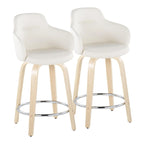 Tabouret de comptoir Iglabo de 24 po à hauteur fixe avec pieds en bois courbé – Lot de 2