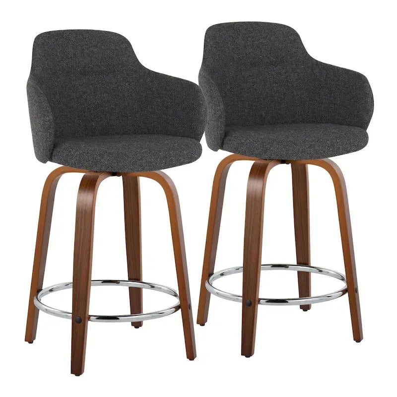 Tabouret de comptoir Iglabo de 24 po à hauteur fixe avec pieds en bois courbé – Lot de 2