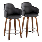 Tabouret de comptoir Iglabo de 24 po à hauteur fixe avec pieds en bois courbé – Lot de 2