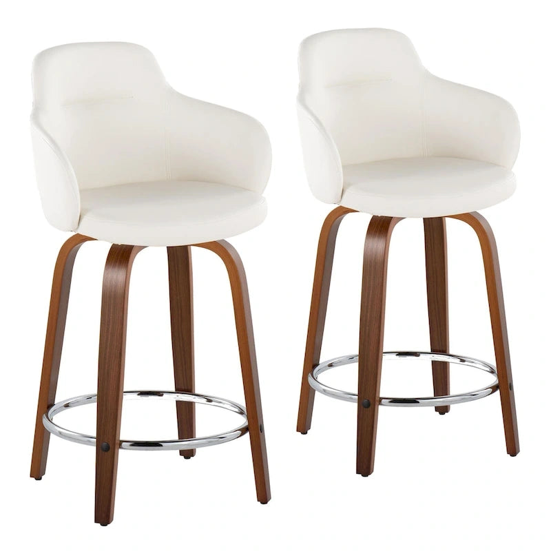Tabouret de comptoir Iglabo de 24 po à hauteur fixe avec pieds en bois courbé – Lot de 2