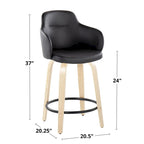 Tabouret de comptoir Iglabo de 24 po à hauteur fixe avec pieds en bois courbé – Lot de 2