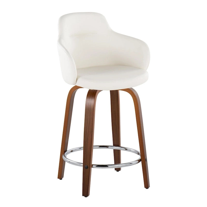 Tabouret de comptoir Iglabo de 24 po à hauteur fixe avec pieds en bois courbé – Lot de 2