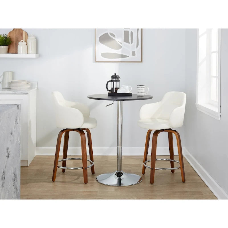 Tabouret de comptoir Iglabo de 24 po à hauteur fixe avec pieds en bois courbé – Lot de 2