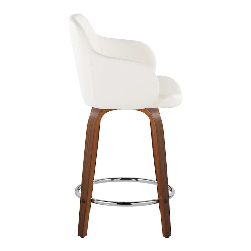 Tabouret de comptoir Iglabo de 24 po à hauteur fixe avec pieds en bois courbé – Lot de 2