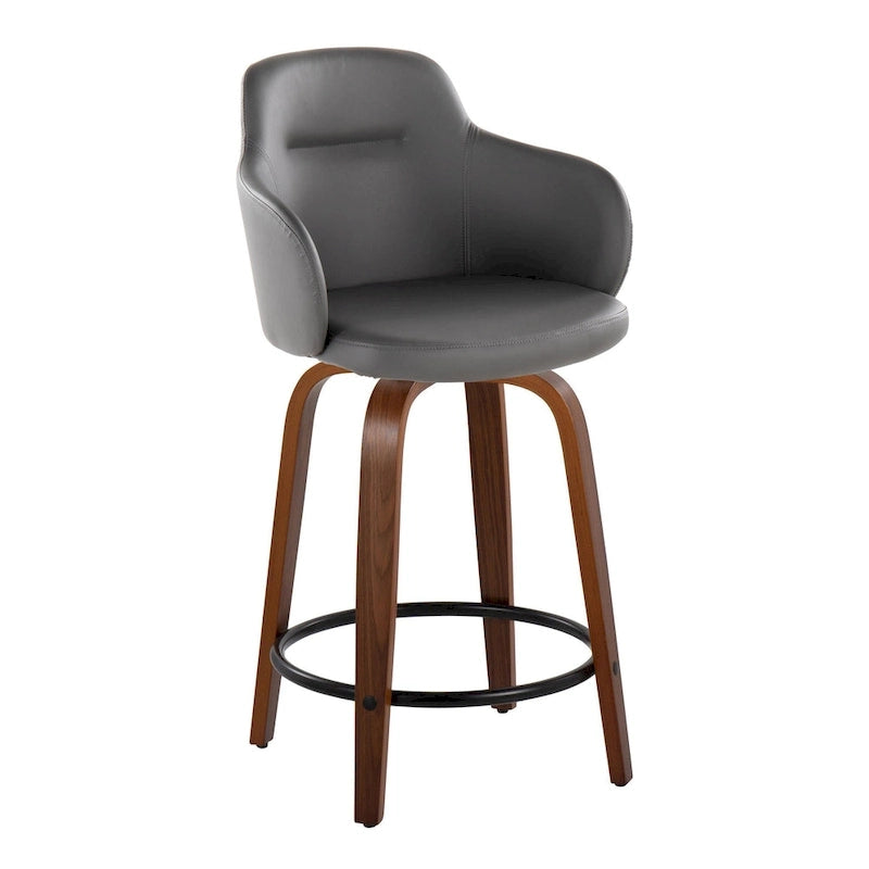 Tabouret de comptoir Iglabo de 24 po à hauteur fixe avec pieds en bois courbé – Lot de 2