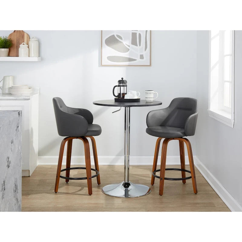 Tabouret de comptoir Iglabo de 24 po à hauteur fixe avec pieds en bois courbé – Lot de 2
