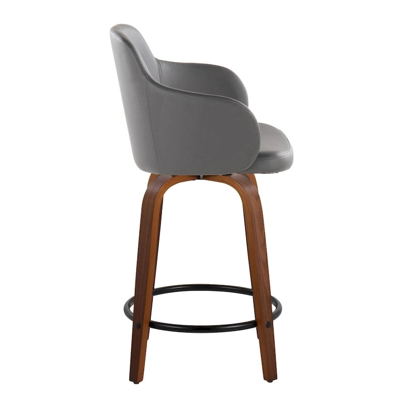 Tabouret de comptoir Iglabo de 24 po à hauteur fixe avec pieds en bois courbé – Lot de 2