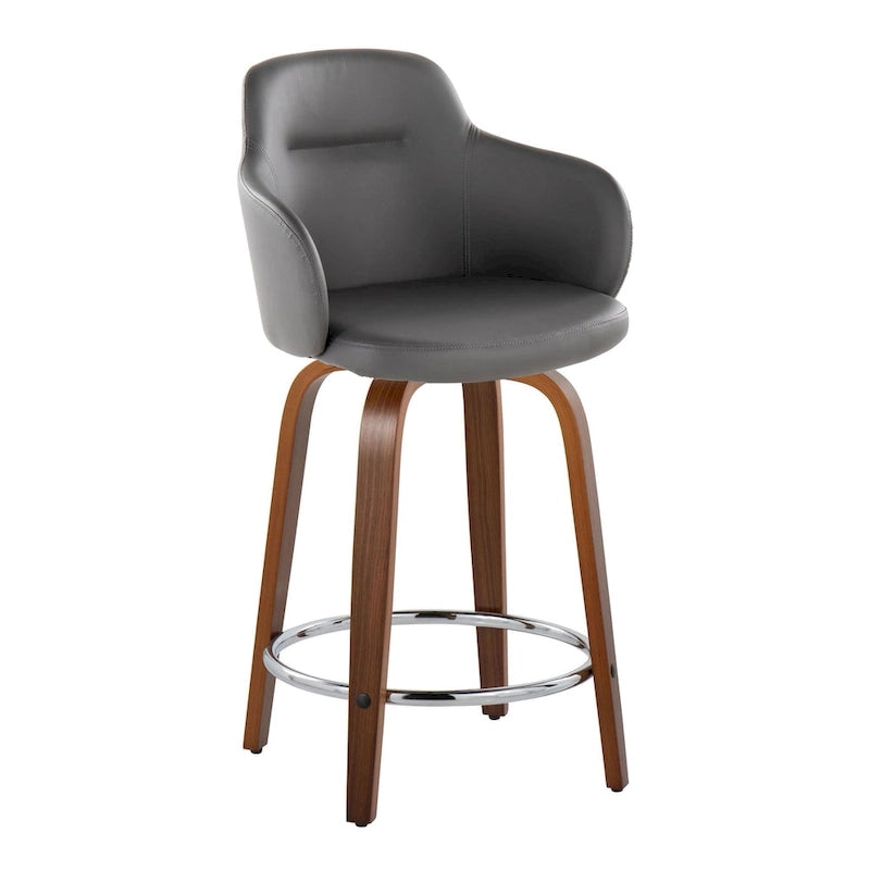 Tabouret de comptoir Iglabo de 24 po à hauteur fixe avec pieds en bois courbé – Lot de 2