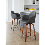 Tabouret de comptoir Iglabo de 24 po à hauteur fixe avec pieds en bois courbé – Lot de 2