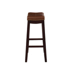 Tabouret de comptoir en similicuir espresso et cognac avec garniture cloutée en laiton