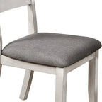 Chaises de salle à manger avec dossier à lattes en bois blanc antique et assise rembourrée grise (Lot de 2)