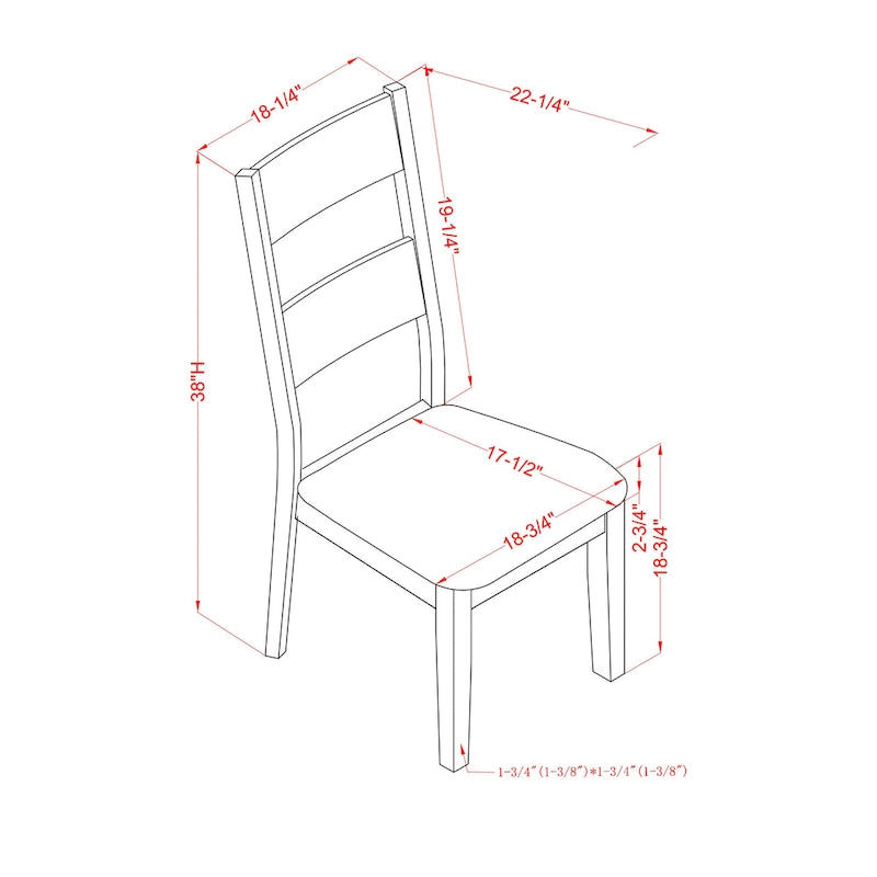 Chaises de salle à manger avec dossier à lattes en bois blanc antique et assise rembourrée grise (Lot de 2)