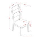 Chaises de salle à manger avec dossier à lattes en bois blanc antique et assise rembourrée grise (Lot de 2)