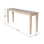 Table console shaker Fairview de 72 pouces – Meuble d'entrée et de couloir