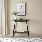 Console en bois Empiria avec tiroir et cadre en métal doré satiné