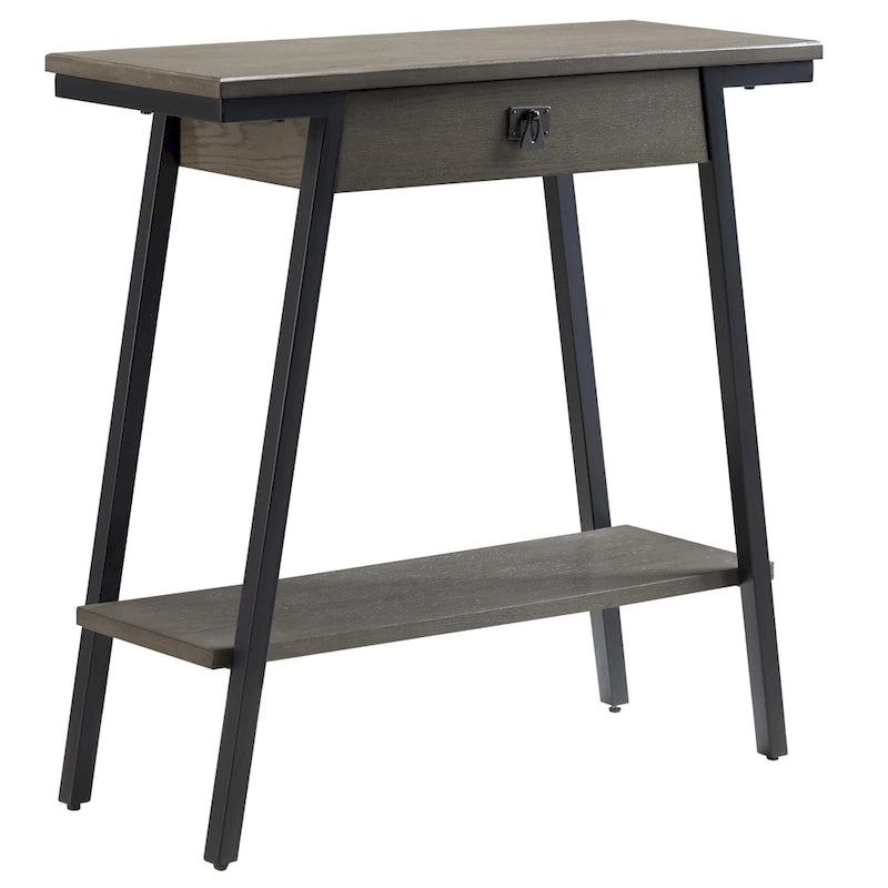 Console en bois Empiria avec tiroir et cadre en métal doré satiné