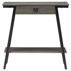 Console en bois Empiria avec tiroir et cadre en métal doré satiné