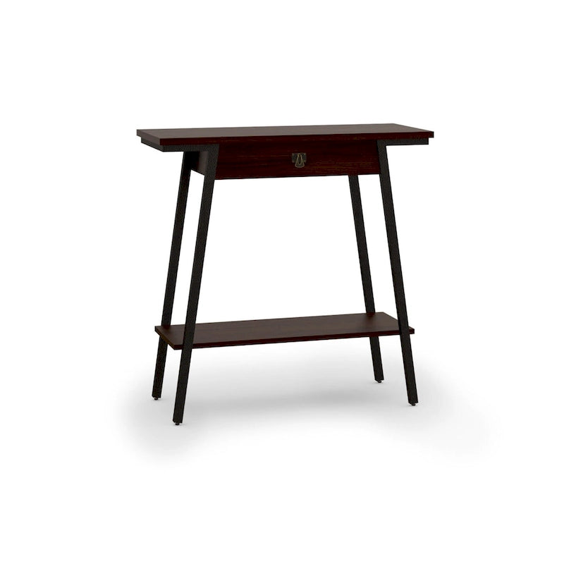 Console en bois Empiria avec tiroir et cadre en métal doré satiné