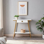 Console en bois Empiria avec tiroir et cadre en métal doré satiné