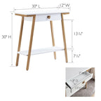 Console en bois Empiria avec tiroir et cadre en métal doré satiné