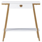 Console en bois Empiria avec tiroir et cadre en métal doré satiné
