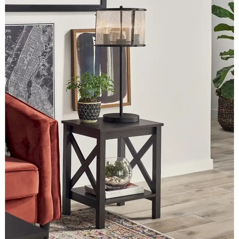 Table d'appoint à deux niveaux avec étagère inférieure Xanadu Hill X-Frame