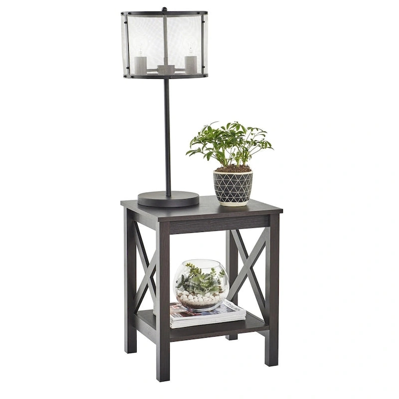 Table d'appoint à deux niveaux avec étagère inférieure Xanadu Hill X-Frame