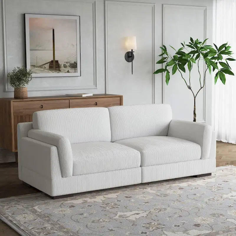 Canapé causeuse moderne en velours côtelé de 228 cm à assise profonde