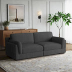Canapé causeuse moderne en velours côtelé de 228 cm à assise profonde