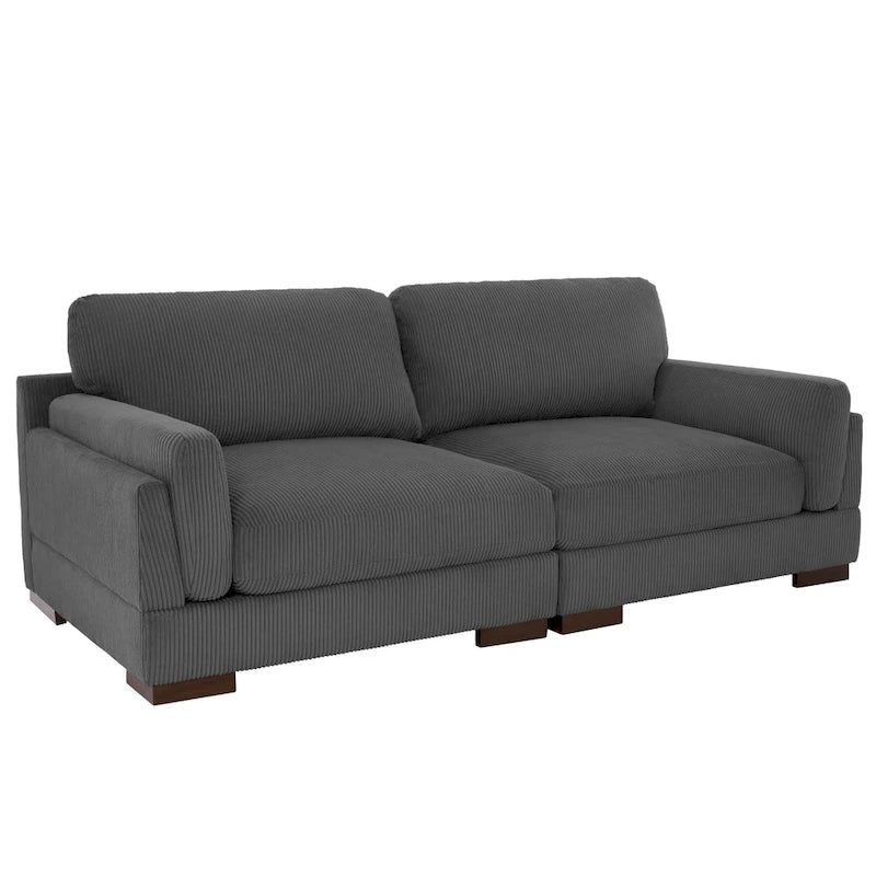 Canapé causeuse moderne en velours côtelé de 228 cm à assise profonde