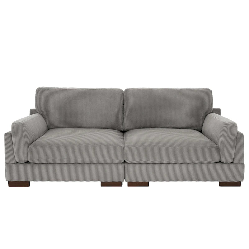 Canapé causeuse moderne en velours côtelé de 228 cm à assise profonde
