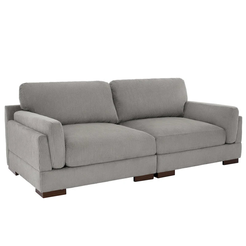 Canapé causeuse moderne en velours côtelé de 228 cm à assise profonde