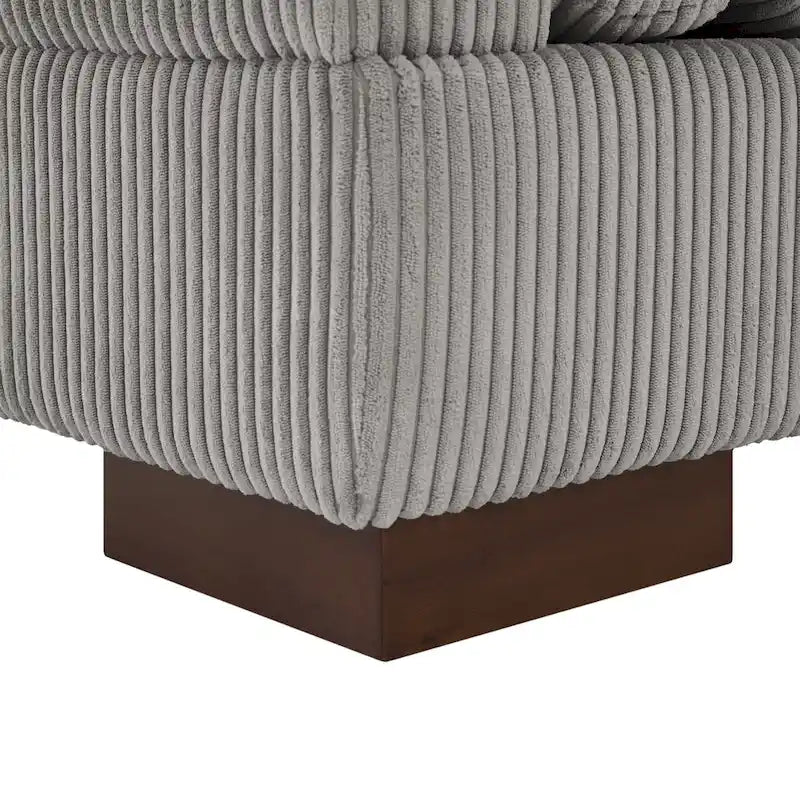 Canapé causeuse moderne en velours côtelé de 228 cm à assise profonde