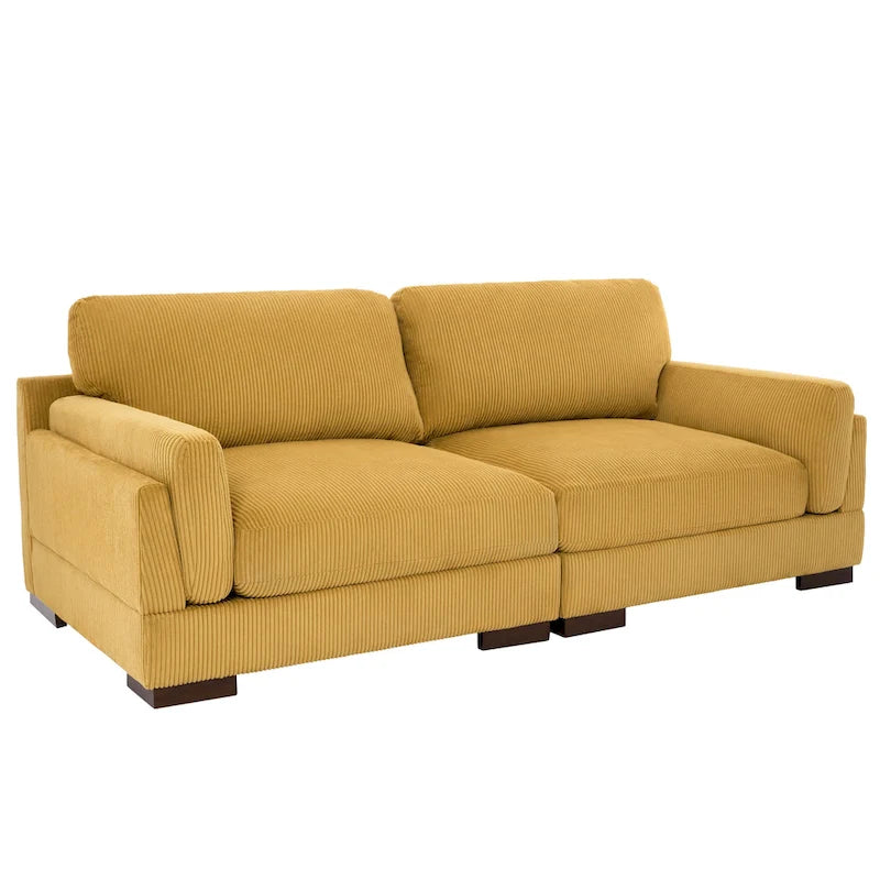 Canapé causeuse moderne en velours côtelé de 228 cm à assise profonde