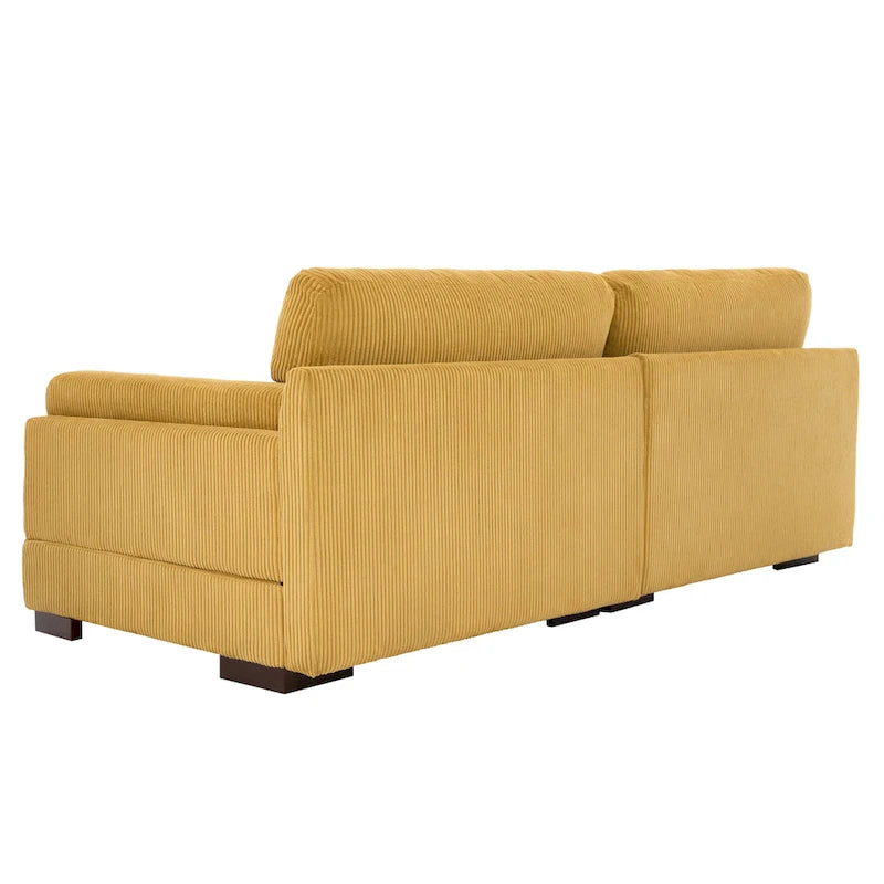 Canapé causeuse moderne en velours côtelé de 228 cm à assise profonde