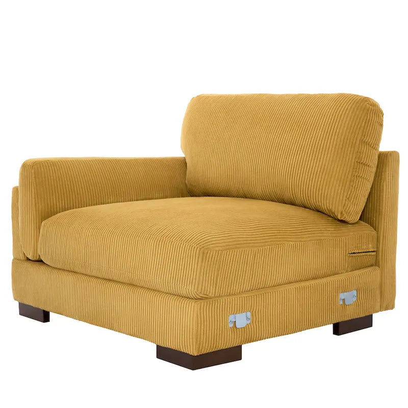 Canapé causeuse moderne en velours côtelé de 228 cm à assise profonde